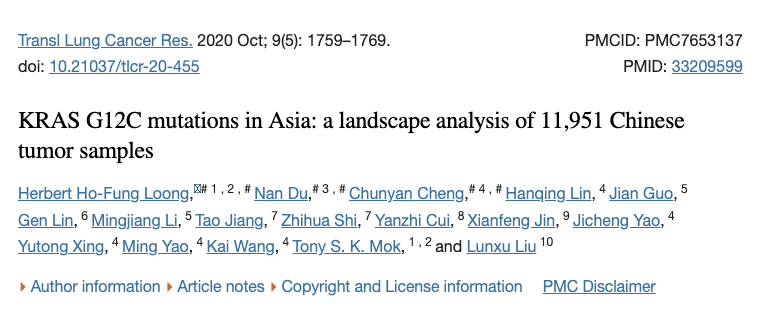 Herbert Loong: Happy to share that our landscape analysis of KRASG12C mutations in Asia has 5000+ views